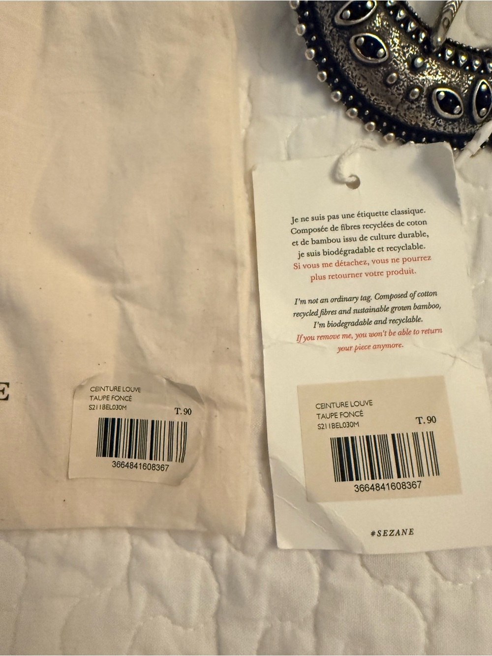 🌱NWT - Sézane Louve Belt in Taupe - size 90 - Picture 5 of 9